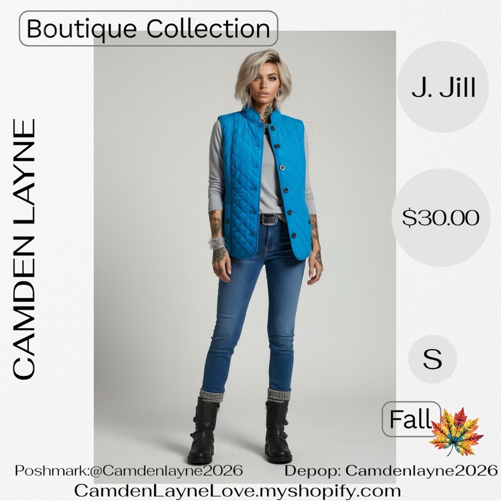 J. Jill Vibrant Blue Quilted Vest